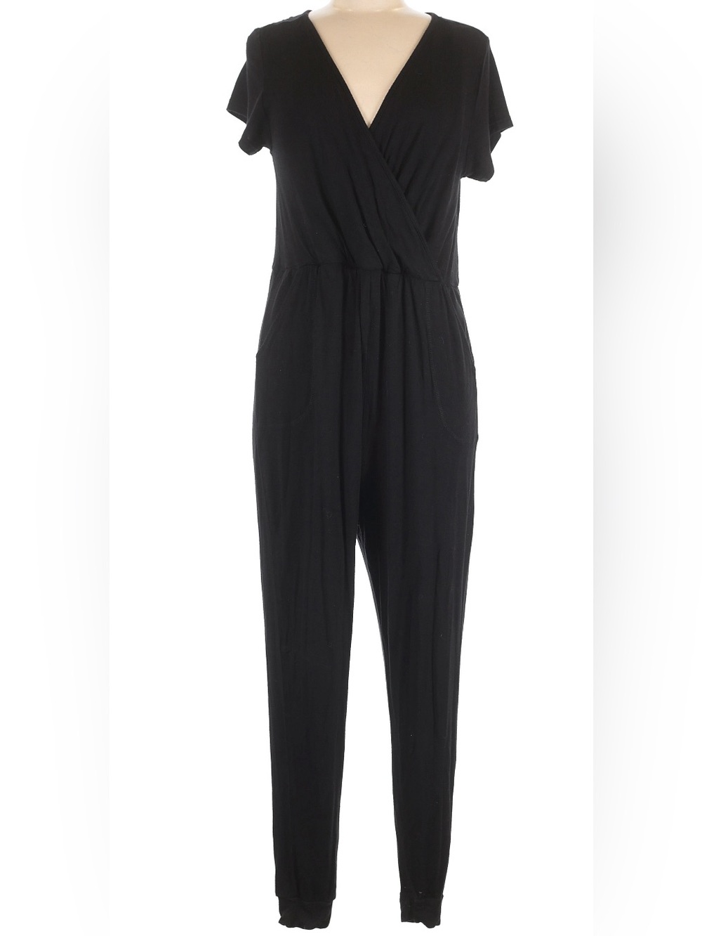 Latched Mama Black Wrap-Front Jumpsuit
